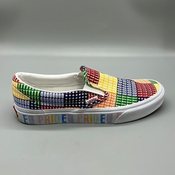 Like new Vans Classic Slip-On PRIDE LGBTQ LGBT Rainbow Multi Color Slip Ons - Picture 1 of 7